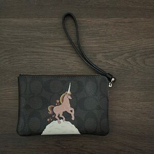 Black Wristlet with Unicorn Design